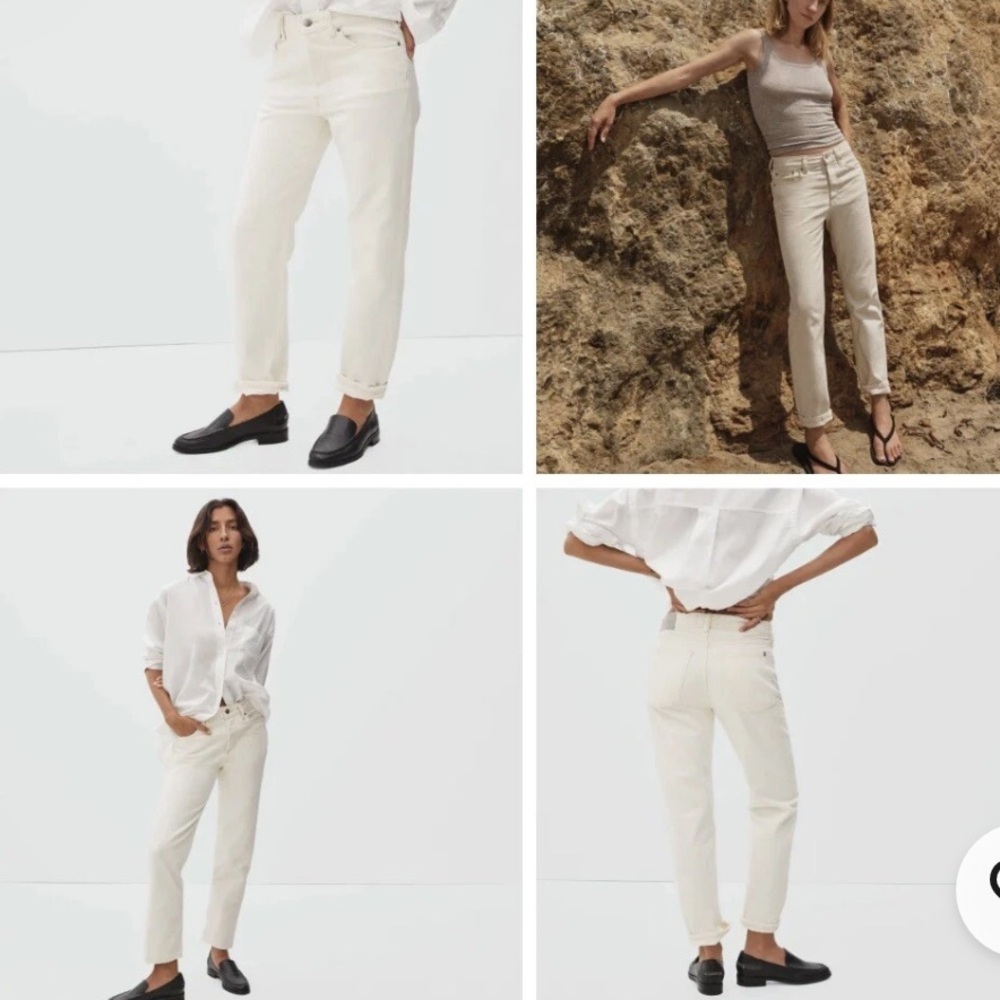 🛍️SALE🛍️Everlane the rigid slouch Jean off white 100% organic cotton sz 27